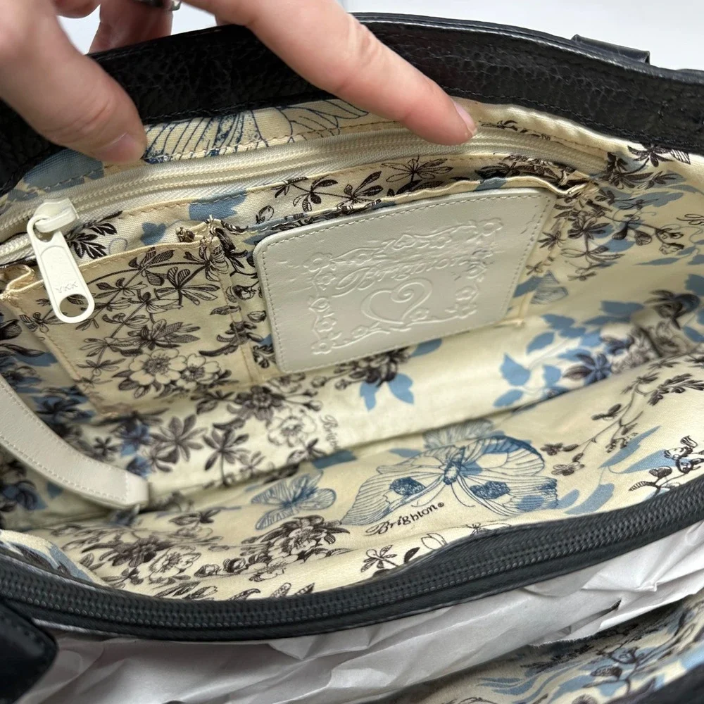 Brighton‎ Leather Trim Raffia Double Strap Shoulder Bag